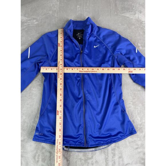 Nike Dri-Fit Women’s Full Zip Blue Athletic Jacket Size Med Thumb Holes Pockets - Picture 11 of 16